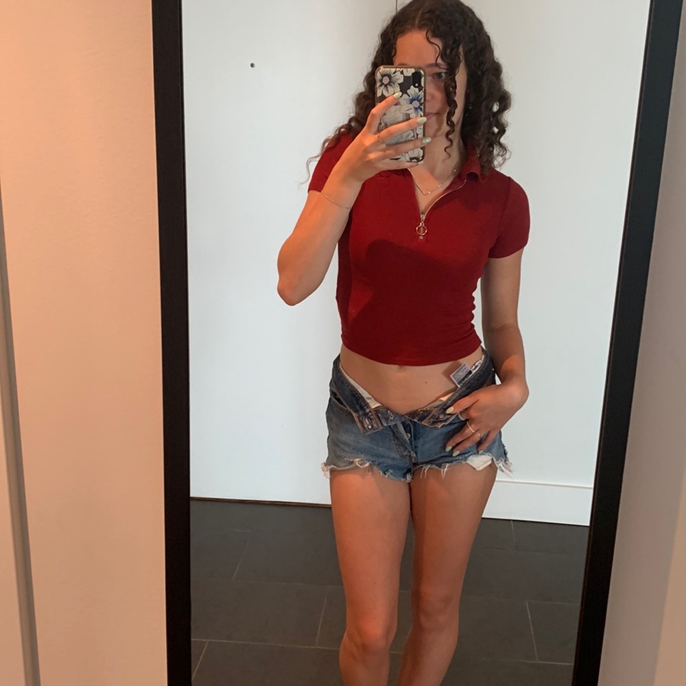 GARAGE Quarter Zip Collared Crop Top